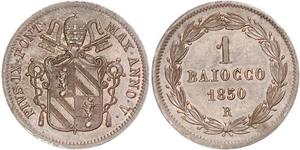 1 Байокко Папская область (752-1870) Медь 