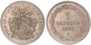 1 Байокко Папская область (752-1870) Медь 