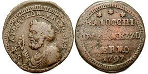 1 Байокко Папская область (752-1870) Медь Пий VI ( 1717-1799)