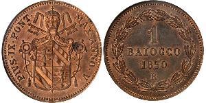 1 Байокко Папская область (752-1870) Медь 