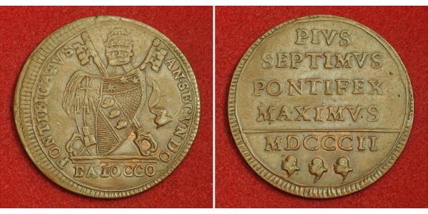 1 Байокко Папская область (752-1870) Медь Пий VII  (1742 -1823)