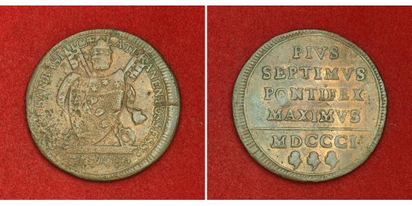 1 Байокко Папская область (752-1870) Медь Пий VII  (1742 -1823)