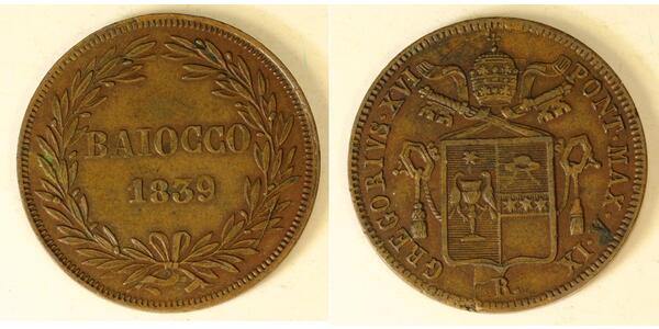 1 Байокко Папська держава (752-1870) Мідь 