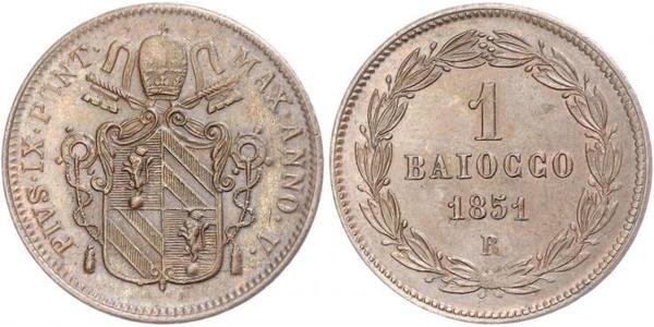1 Байокко Папська держава (752-1870) Мідь 
