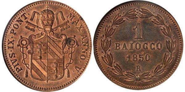 1 Байокко Папська держава (752-1870) Мідь 