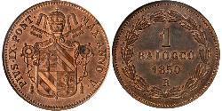 1 Baiocco 教皇国 (754 - 1870) 銅 