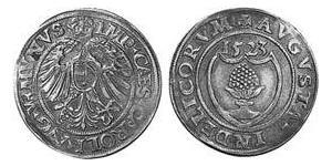 1 Батцен Аугсбург (1276 - 1803) Срібло Карл V імператор Священної Римської імперії (1500-1558)