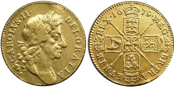 1 Гинея Королевство Англия (927-1649,1660-1707) Золото Карл II (1630-1685)