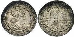 1 Гроут Королевство Англия (927-1649,1660-1707) Серебро Генрих VIII (1491 - 1547)
