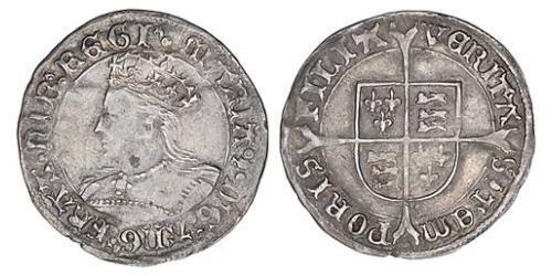 1 Гроут Королевство Англия (927-1649,1660-1707) Серебро Мария I (королева Англии)(1516-1558)