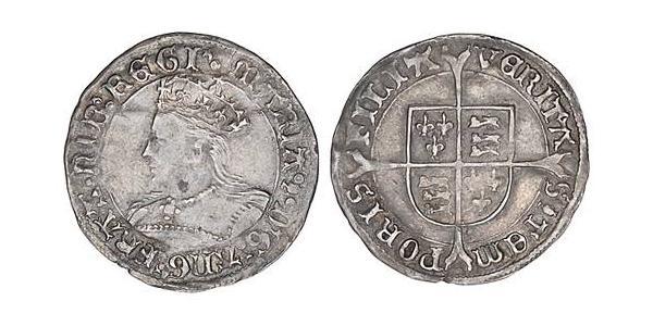 1 Гроут Королевство Англия (927-1649,1660-1707) Серебро Мария I (королева Англии)(1516-1558)