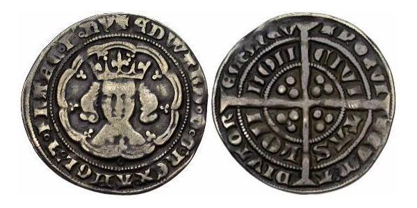 1 Гроут Королевство Англия (927-1649,1660-1707) Серебро Эдуард III (1312-1377)