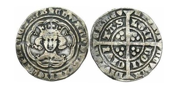 1 Гроут Королевство Англия (927-1649,1660-1707) Серебро Эдуард III (1312-1377)