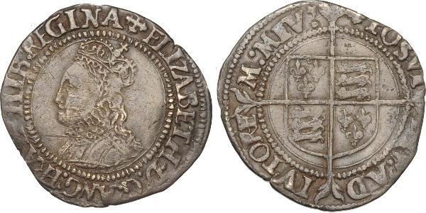 1 Гроут Королевство Англия (927-1649,1660-1707) Серебро Елизавета I (1533-1603)