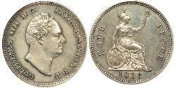 1 Гроут Соединённое королевство Великобритании и Ирландии (1801-1922) Серебро Вильгельм IV (1765-1837)