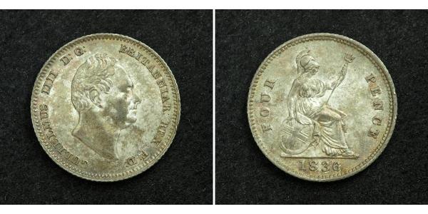 1 Гроут Соединённое королевство Великобритании и Ирландии (1801-1922) Серебро Вильгельм IV (1765-1837)
