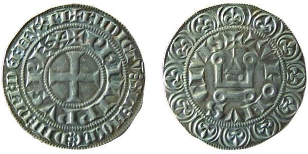 1 Гроут Франция Серебро Филипп IV король Франции (1268 -1314)