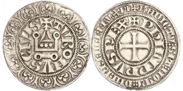 1 Гроут Франция Серебро Филипп IV король Франции (1268 -1314)