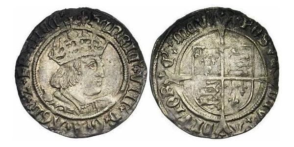 1 Гроут Королівство Англія (927-1649,1660-1707) Срібло Генріх VIII (1491 - 1547)
