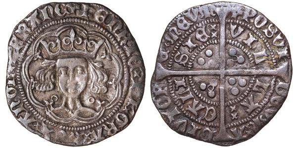 1 Гроут Королівство Англія (927-1649,1660-1707) Срібло Генріх VI (1421-1471)