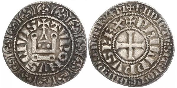 1 Гроут Франція Срібло Філіп IV король Франції (1268 -1314)