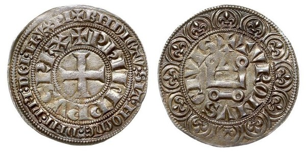 1 Гроут Франція Срібло Філіп IV король Франції (1268 -1314)
