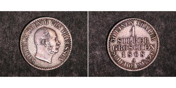 1 Грош Пруссия (королевство) (1701-1918) Серебро Wilhelm I, German Emperor (1797-1888)