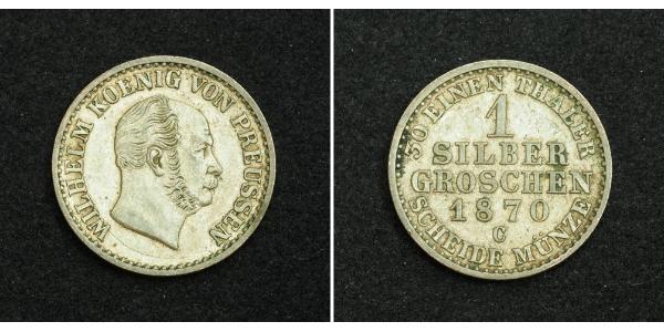 1 Грош Пруссия (королевство) (1701-1918) Серебро Wilhelm I, German Emperor (1797-1888)