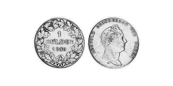 1 Гульден Великое герцогство Баден (1806-1918) Серебро 