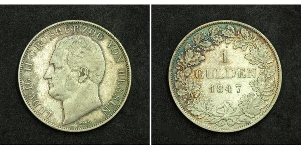 1 Гульден Великое герцогство Гессен (1806 - 1918) Серебро 