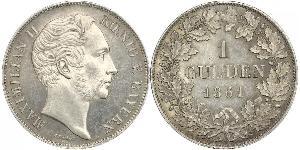 1 Гульден Королевство Бавария (1806 - 1918) Серебро Максимилиан II (король Баварии)(1811 - 1864)