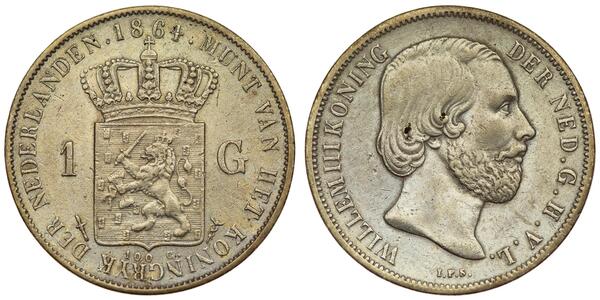1 Гульден Королевство Нидерланды (1815 - ) Серебро 
