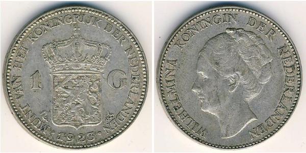 1 Гульден Королевство Нидерланды (1815 - ) Серебро Вильгельмина(1880 - 1962)