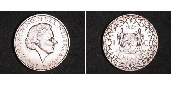 1 Гульден Суринам Серебро Juliana of the Netherlands (1909 – 2004)