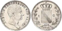 1 Гульден Велике герцогство Баден (1806-1918) Срібло Louis I, Grand Duke of Baden (1763 - 1830)