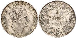 1 Гульден Герцогство Нассау (1806 - 1866) Срібло Вільгельм (герцог Нассау)