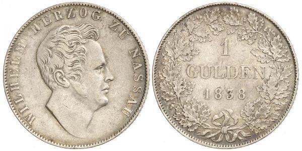 1 Гульден Герцогство Нассау (1806 - 1866) Срібло Вільгельм (герцог Нассау)