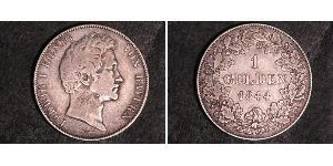 1 Гульден Королівство Баварія (1806 - 1918) Срібло Людвиг I (король Баварії)(1786 – 1868)