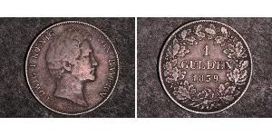 1 Гульден Королівство Баварія (1806 - 1918) Срібло Людвиг I (король Баварії)(1786 – 1868)