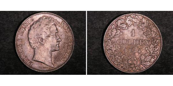 1 Гульден Королівство Баварія (1806 - 1918) Срібло Людвиг I (король Баварії)(1786 – 1868)