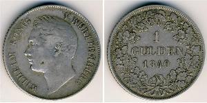 1 Гульден Королівство Вюртемберг Срібло William I of Württemberg