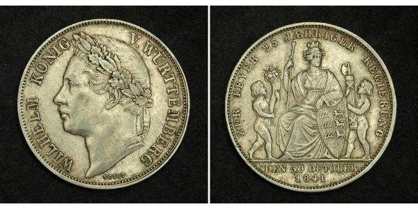 1 Гульден Королівство Вюртемберг Срібло William I of Württemberg