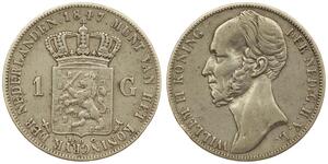 1 Гульден Королівство Нідерланди (1815 - ) Срібло William II of the Netherlands (1792 - 1849)