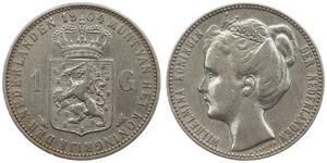 1 Гульден Королівство Нідерланди (1815 - ) Срібло Вільгельміна (королева Нідерландів)(1880 - 1962)