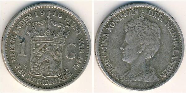 1 Гульден Королівство Нідерланди (1815 - ) Срібло Вільгельміна (королева Нідерландів)(1880 - 1962)