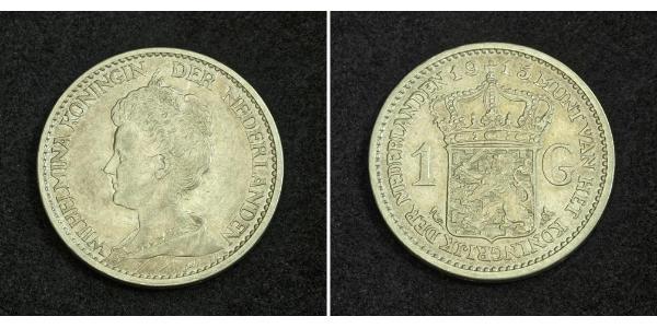 1 Гульден Королівство Нідерланди (1815 - ) Срібло Вільгельміна (королева Нідерландів)(1880 - 1962)