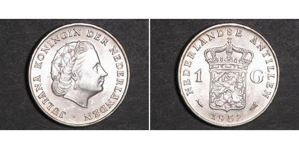 1 Гульден Нідерландські Антильські острови (1954 – 2010) Срібло Юлиана ,королева Нидерландов (1909 – 2004)