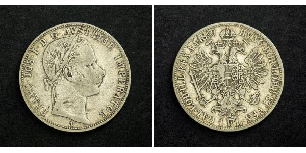 1 Гульден / 1 Флорин Австрийская империя (1804-1867) Серебро Франц Иосиф I (1830 - 1916)