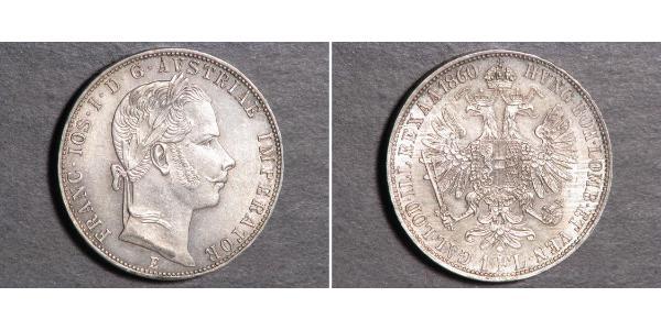 1 Гульден / 1 Флорин Австрийская империя (1804-1867) Серебро Франц Иосиф I (1830 - 1916)