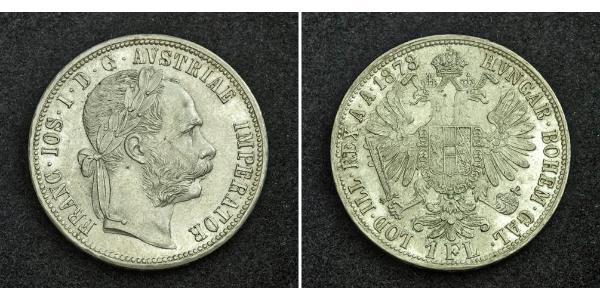 1 Гульден / 1 Флорин Австро-Венгрия (1867-1918) Серебро Франц Иосиф I (1830 - 1916)